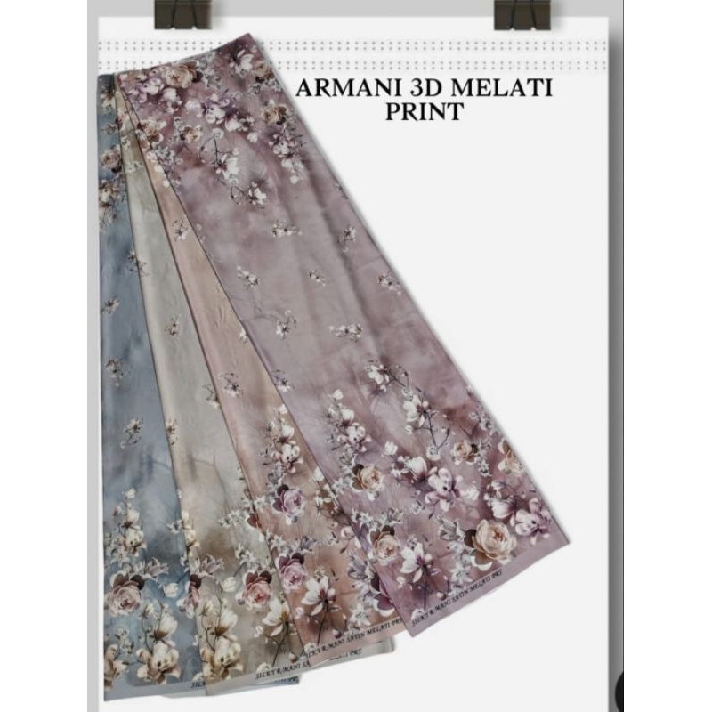 Armani Silk 3D Melati Print - armani silk - silk premium - satin premium - armani motif bunga - silk