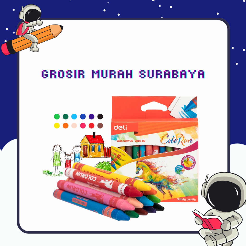 

Deli Crayon Krayon Lilin 12 Warna Reguler/Jumbo Label Melingkar, Tangan Anti Kotor