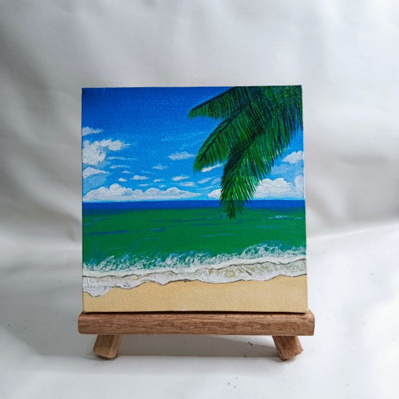 Lukisan Pemandangan Alam di Pantai | Kanvas Acrylic Painting