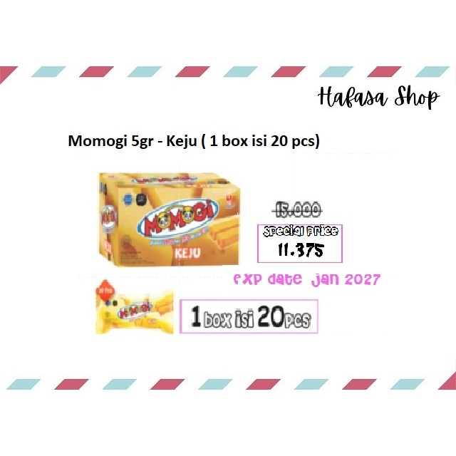 

Momogi 5 gr Rasa Keju 1 Box isi 20 pcs