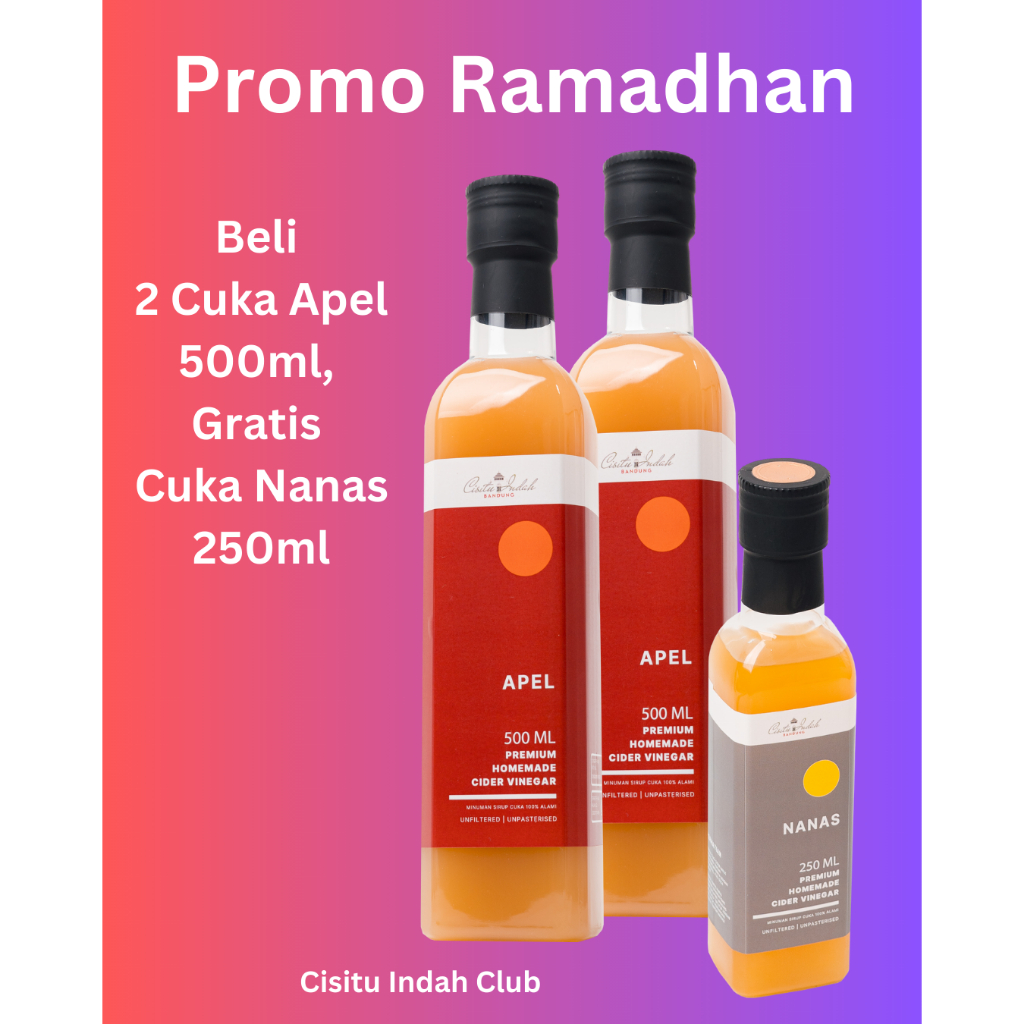 

Beli 2 Gratis 1 ( 2 Cuka Apel 500ml Gratis 1 Cuka Nanas 250ml )