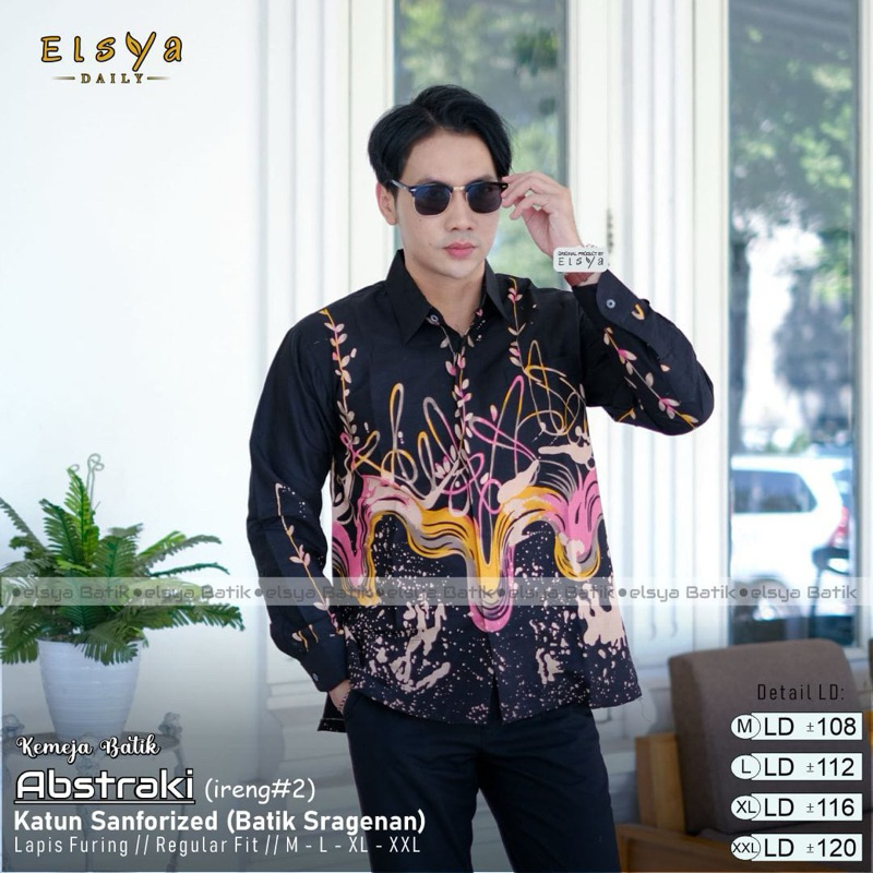 Kemeja Pria Batik Abstrak Lengan Panjang