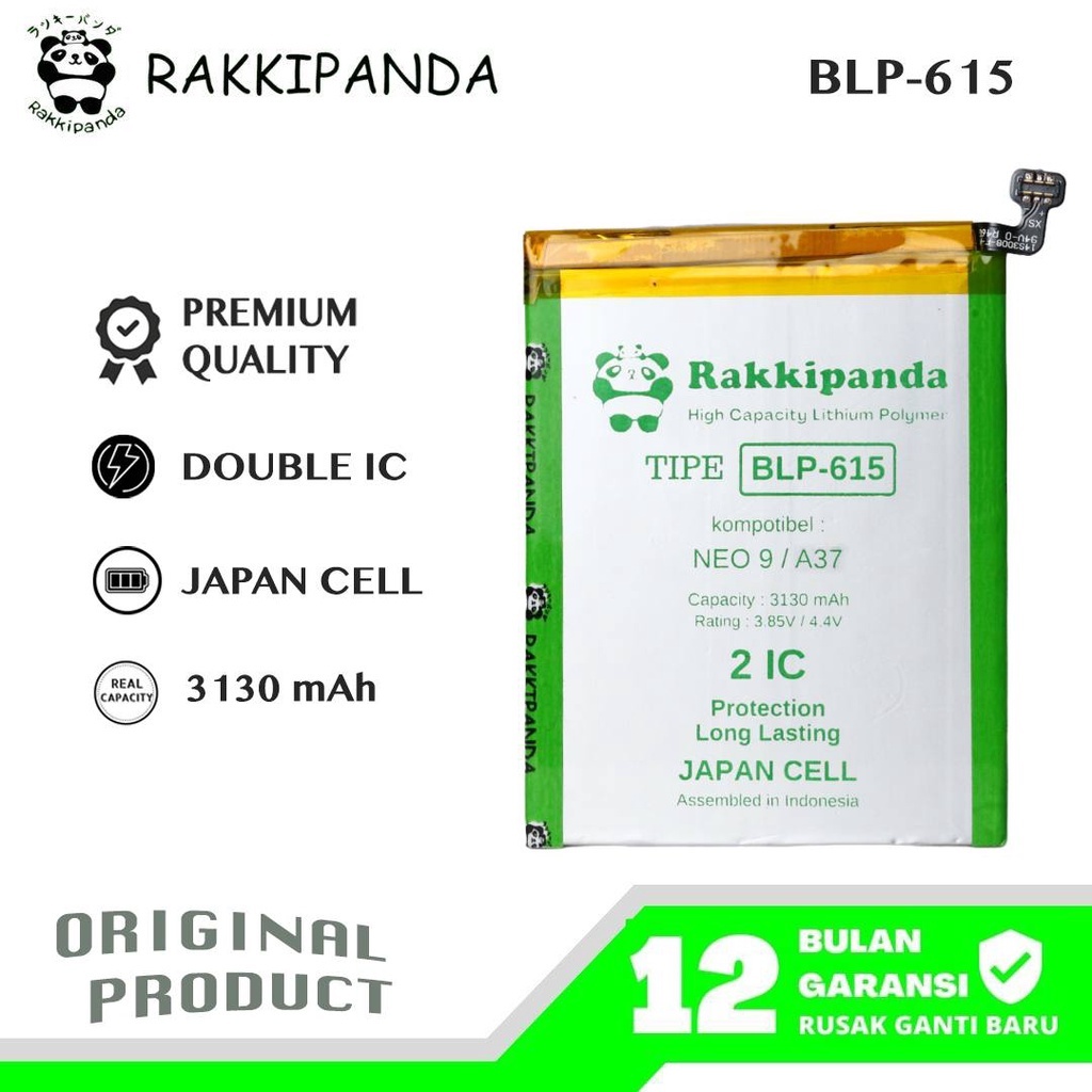 Baterai Rakki Panda Double Power Oppo Neo 9 / A37 / A37F / BLP615