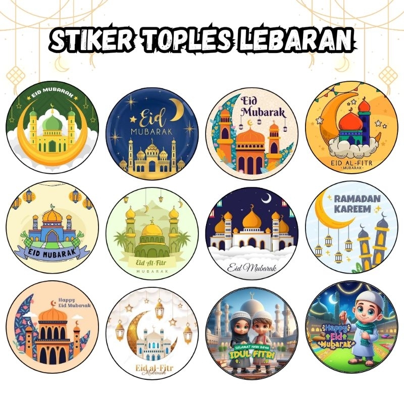 STIKER EDISI IDUL FITRI ISI 24 STIKER HAMPERS -STIKER BULAT IDUL FITRI