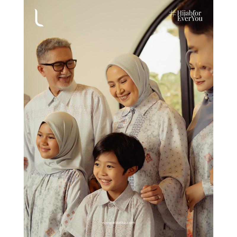 ELZATTA Sarimbit Satin Marrakesh in Silver Grey - Fashion Keluarga Muslim - Sarimbit Couple Keluarga