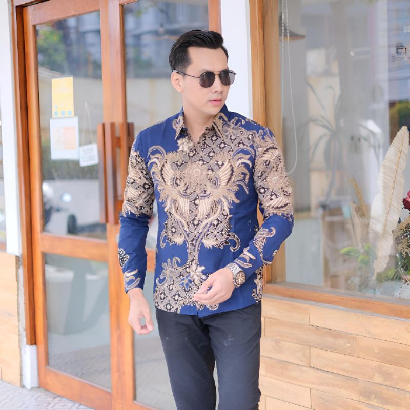 kemeja batik pria slimfit baju koko atasan lapis puring terbaru