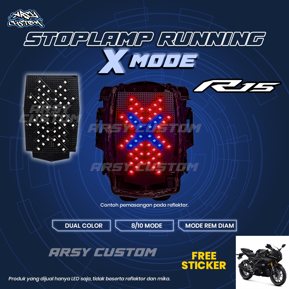 Lampu Rem R15 V3 V4 X Running Mode 8 10 Otomatis Manual Lampu LED Aksesoris Variasi