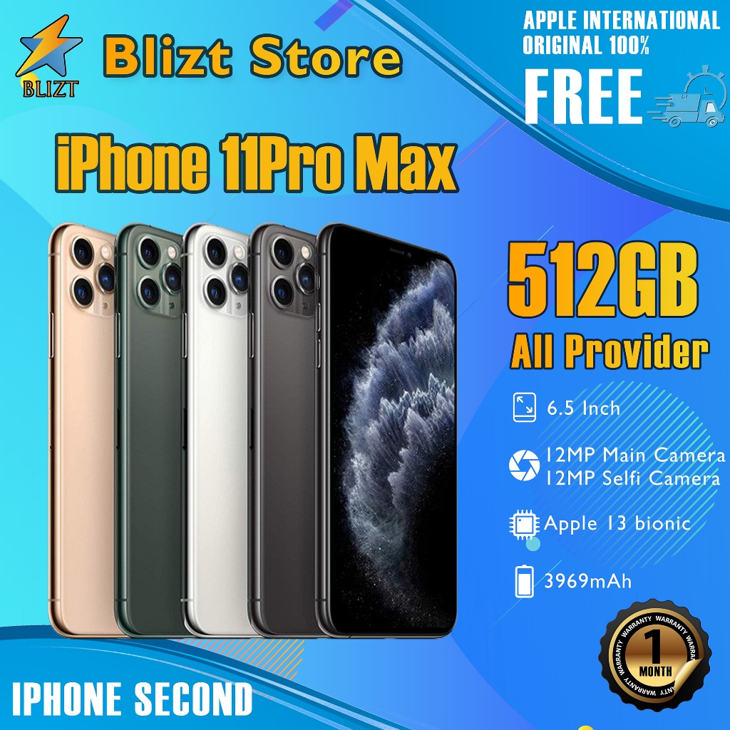 iPhone 11Pro Max 512GB Fullset Second Original100% inter 6.5"OLED-Ori Mulus Normal Like New Phone