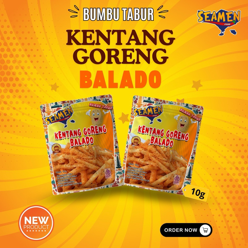 

BUMBU TABUR KENTANG GORENG BALADO ISI 5 SASET. MASA SIMPAN 1 TAHUN