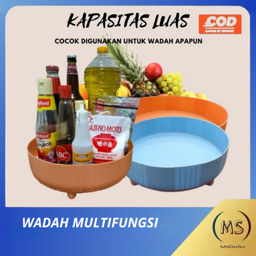 Rak Penyimpanan Putar 360 Serbaguna/Wadah Botol Air Mineral / Wadah Buah/Rak Bumbu Dapur/ Wadah Mult