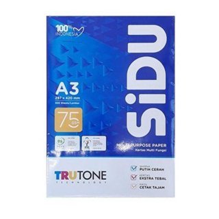 

Kertas HVS A3 Sinar Dunia 75 GSM Sidu 75 Gram Gr Print Foto Copy