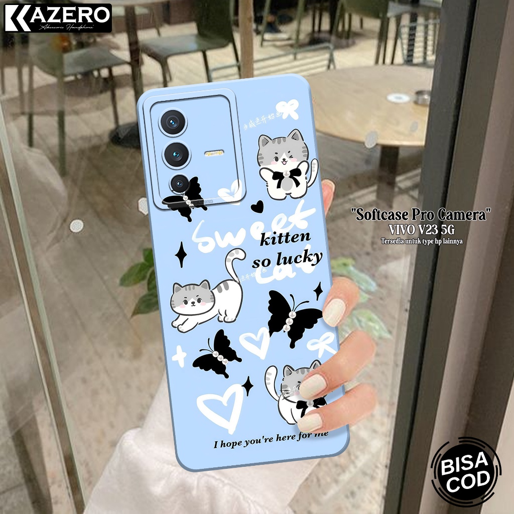 Softcase Hp VIVO V23 5G Terbaru - Fashion Case Kucing - Case VIVO V23 5G - Silikon Pro Camera-Casing