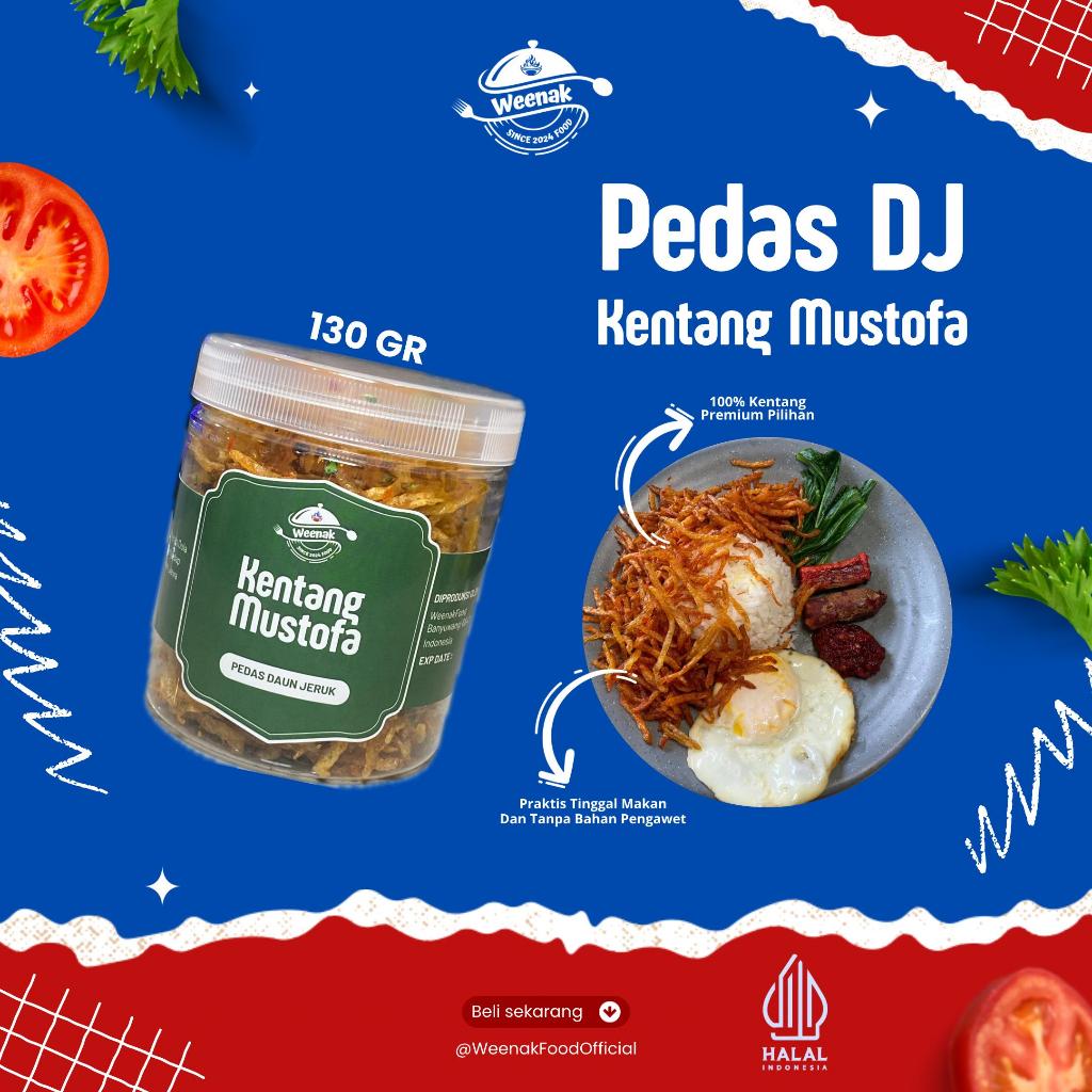 

[Spesial] - Kentang Mustofa Spesial Pedas Daun Jeruk Toples 130GR Enak Renyah dan Kriuk