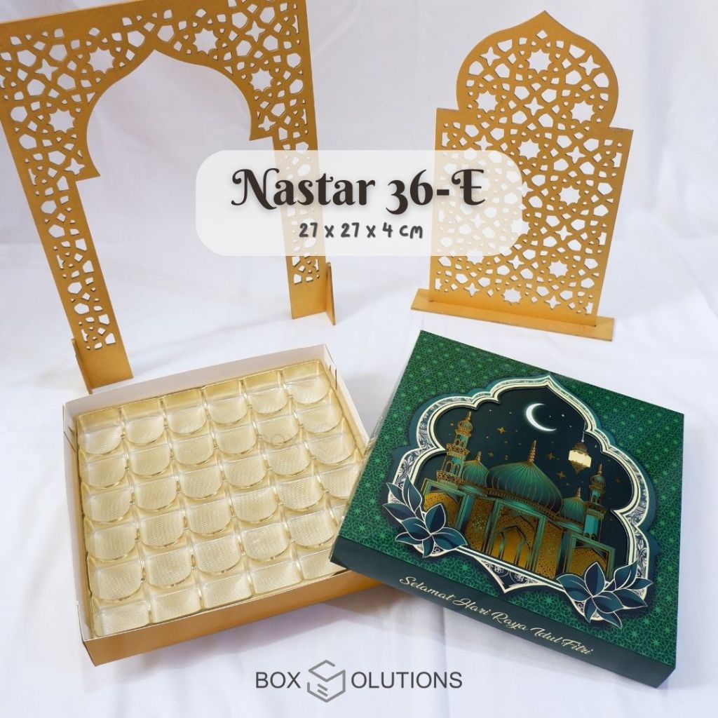 

box nastar 36-E eid (sekat 36) / box tray nastar lebaran premium / box hampers idul fitri - 27x27x4 cm