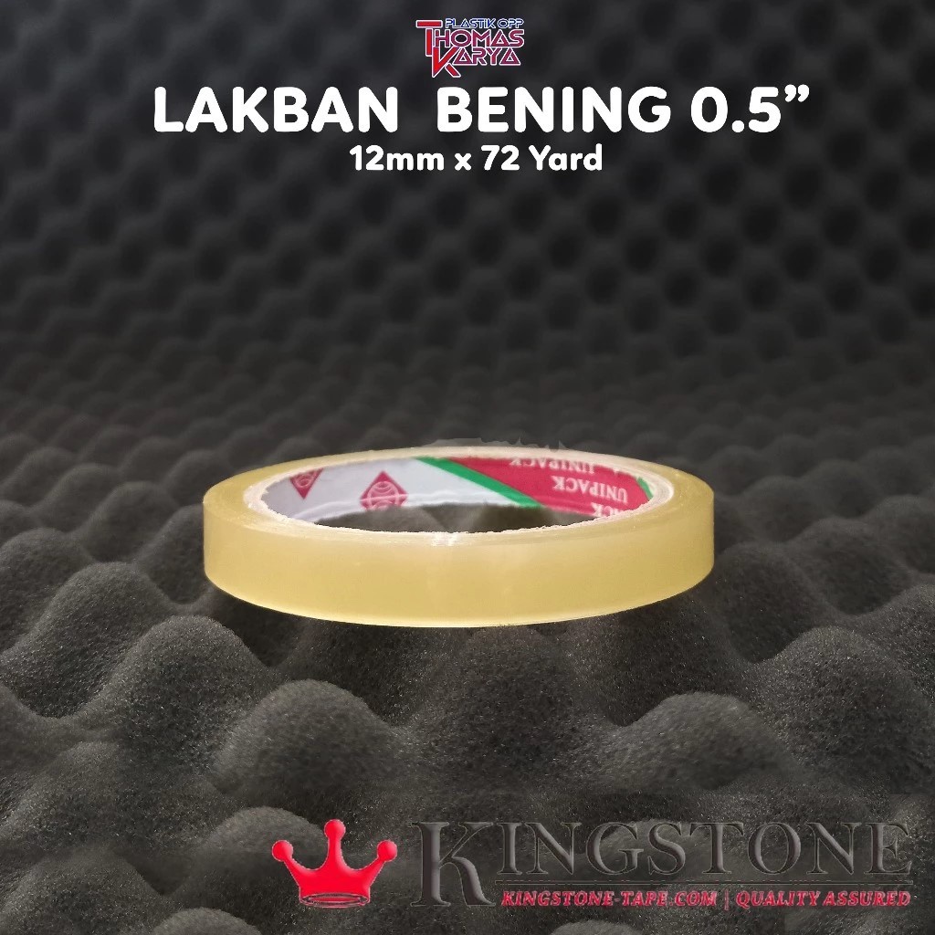 

KINGSTONE TAPE Lakban Bening 1/2 Inch 12mm x 72 yard Isolasi Solatip Kualitas Daimaru