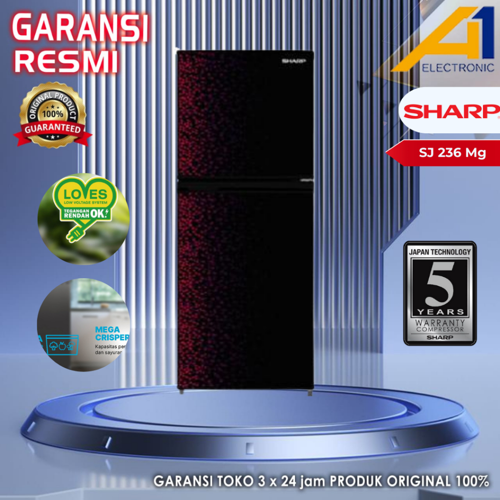 SHARP Kulkas SJ 236 MG / SJ 236MG / SJ236MG 2 Pintu 256 Liter EX Display