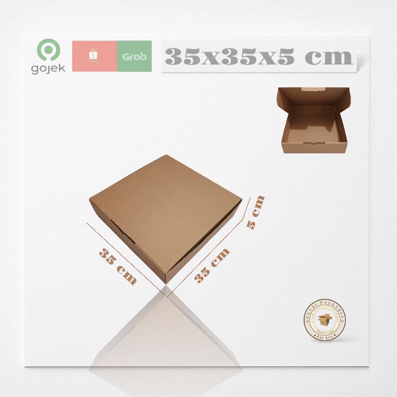 

kardus ukuran 35x35x5 cm die cut model pizza