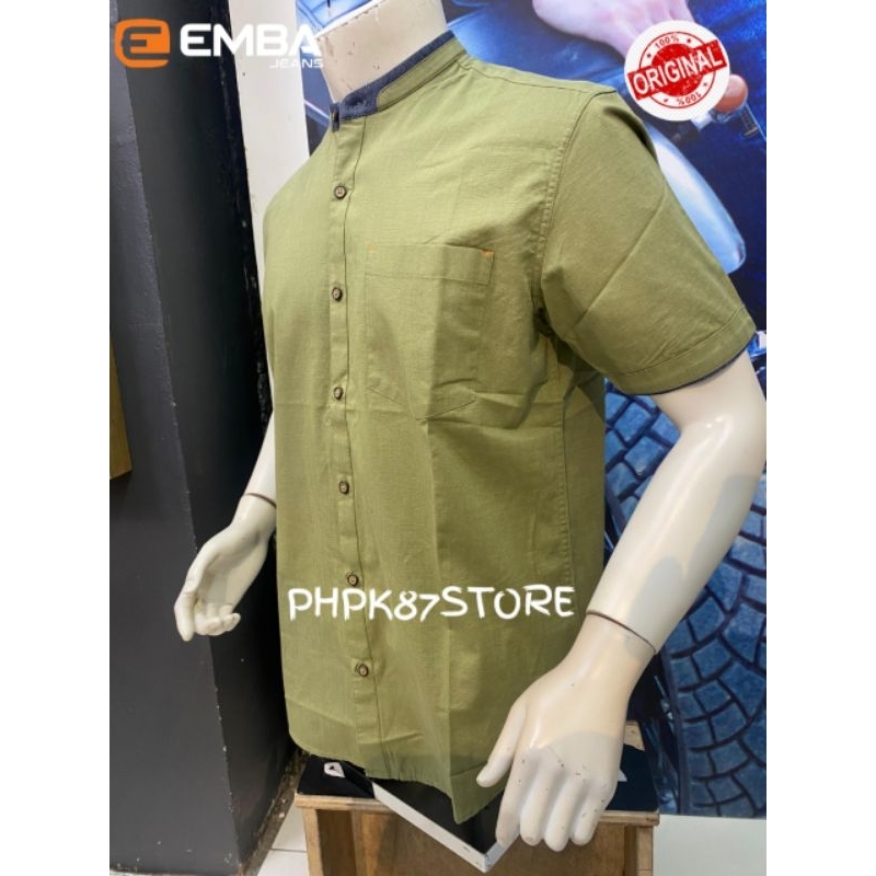 Kemeja Koko Pendek EMBA DENIM, Baju muslim pria premium original