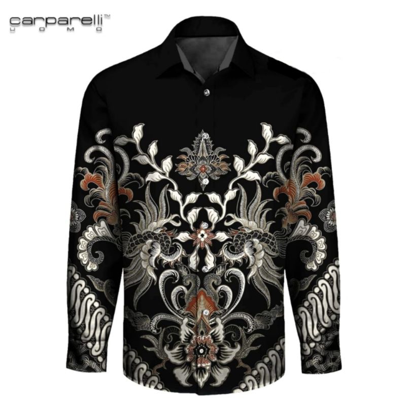 kemeja lengan panjang motif batik carparelli