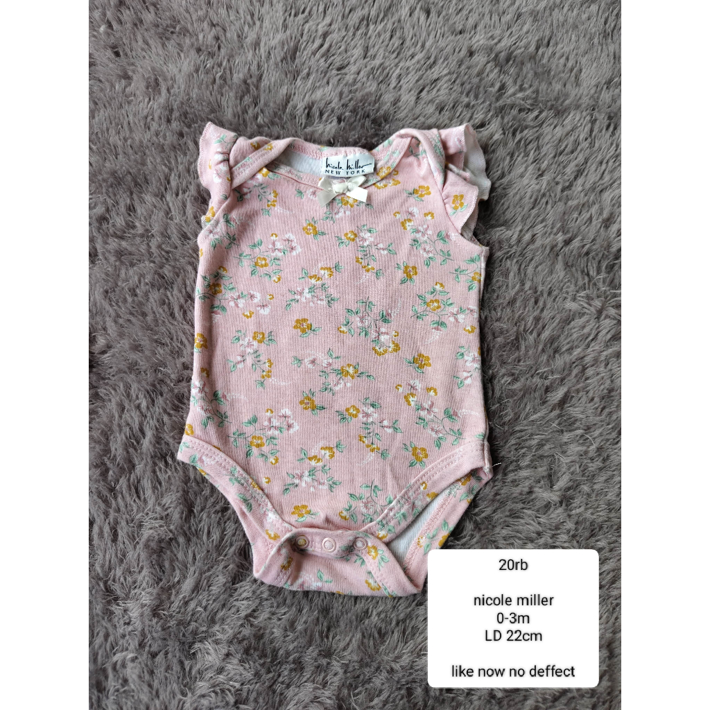 0-3m Nicole Miller Baju Bayi Lengan Pendek jumper