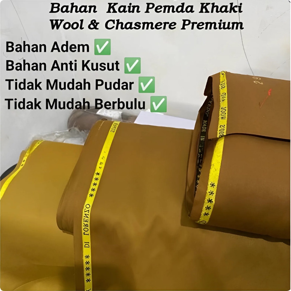 KODE B87N Kain pemda khaki premium wool bahan baju seragam setelan dinas pemda PNS PDH ASN katun kai