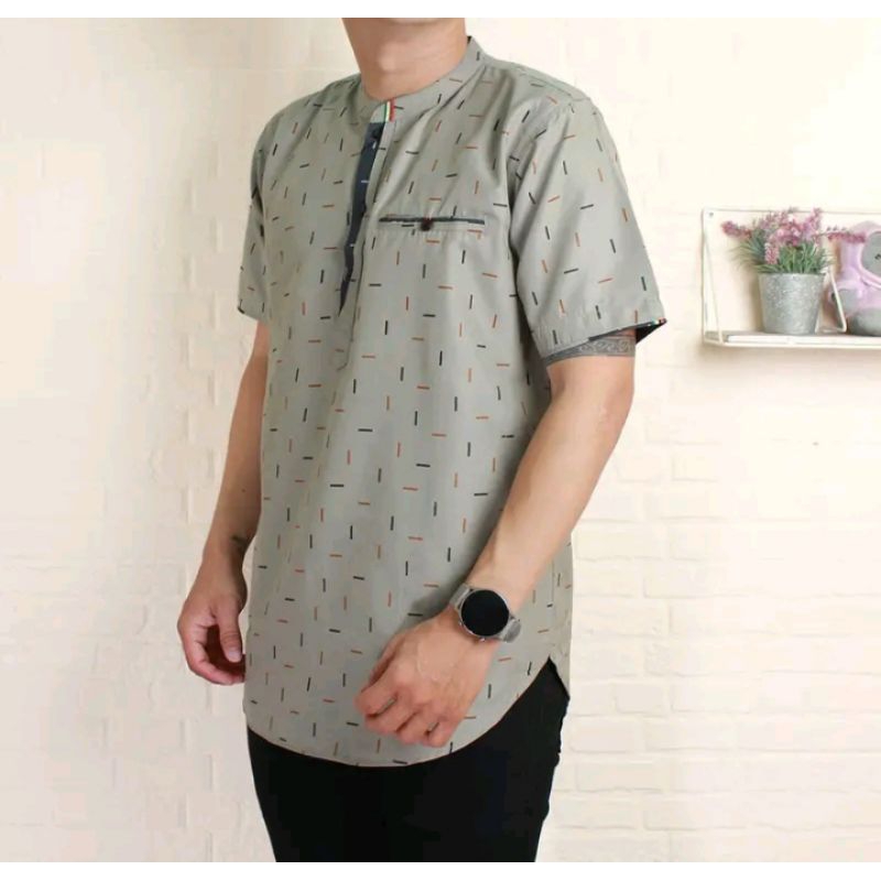 KURTA MOTIF LENGAN PENDEK | FASHION MUSLIM | BAJU KOKO KURTA