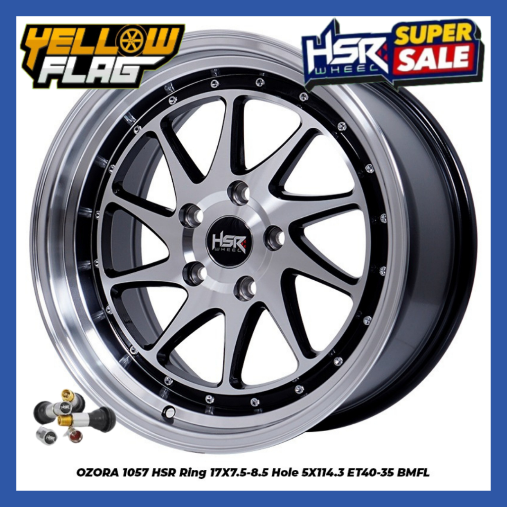 VELG MOBIL INNOVA CELONG RING 17 HSR OZORA LUBANG 5X114,3 LEBAR 7.5-8.5  ET40-35 BLACK MACHINE FACE