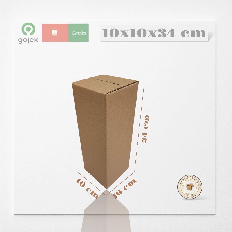 

kardus ukuran 10x10x34 cm box singel wall polos ST