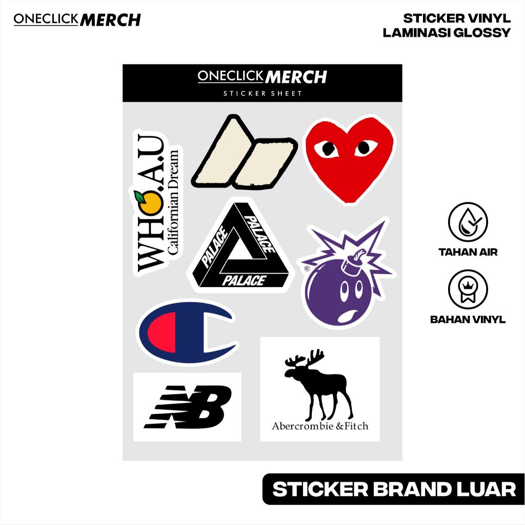 

Sticker Pack BRAND CLOTHING LUAR NEGERI Bahan Vinyl Untuk Hp Laptop Helm Aesthetic