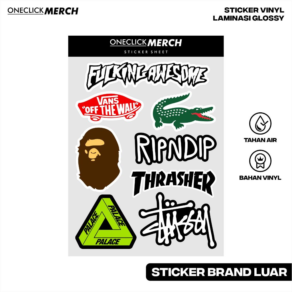 

Sticker Pack BRAND CLOTHING LUAR Bahan Vinyl Untuk Hp Laptop Helm Aesthetic