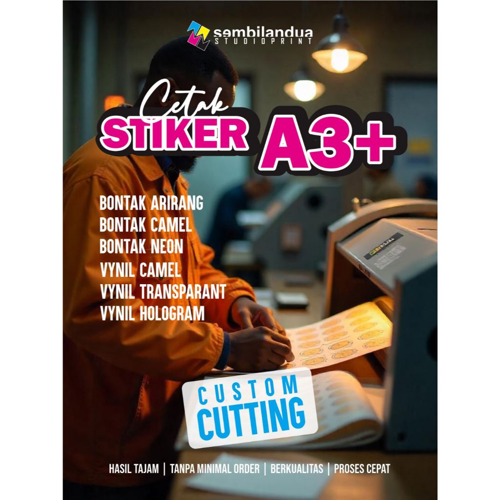 

Sembilandua StudioPrint Cetak Stiker A3+ Custom Cutting