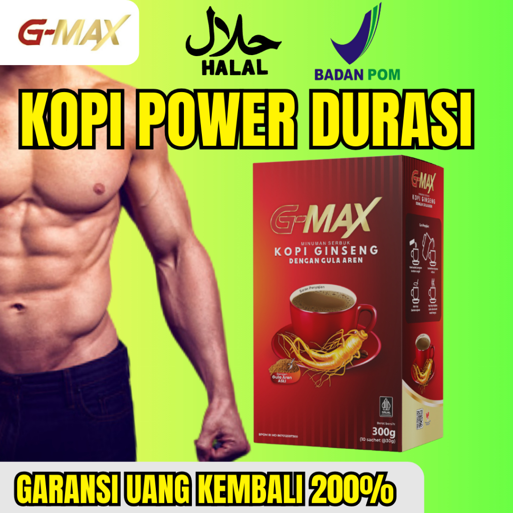 

GMAX Minuman Kopi Pria STAMINAA Terbukti khasiatnya Original Bpom Extra Gingseng Dan Gula Aren Asli