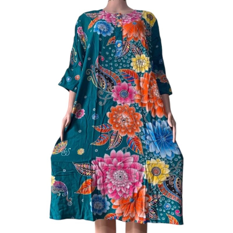 DRESS DASTER ASLI KENCANA UNGU LABEL BIRU / LENGAN PANJANG 7/8 / BAJU TIDUR WANITA PREMIUM