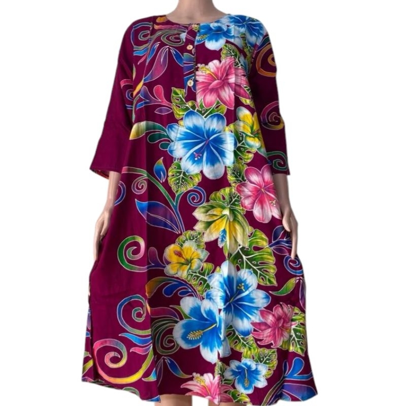 DRESS DASTER ASLI KENCANA UNGU LABEL BIRU / LENGAN PANJANG 7/8 / BAJU TIDUR WANITA PREMIUM