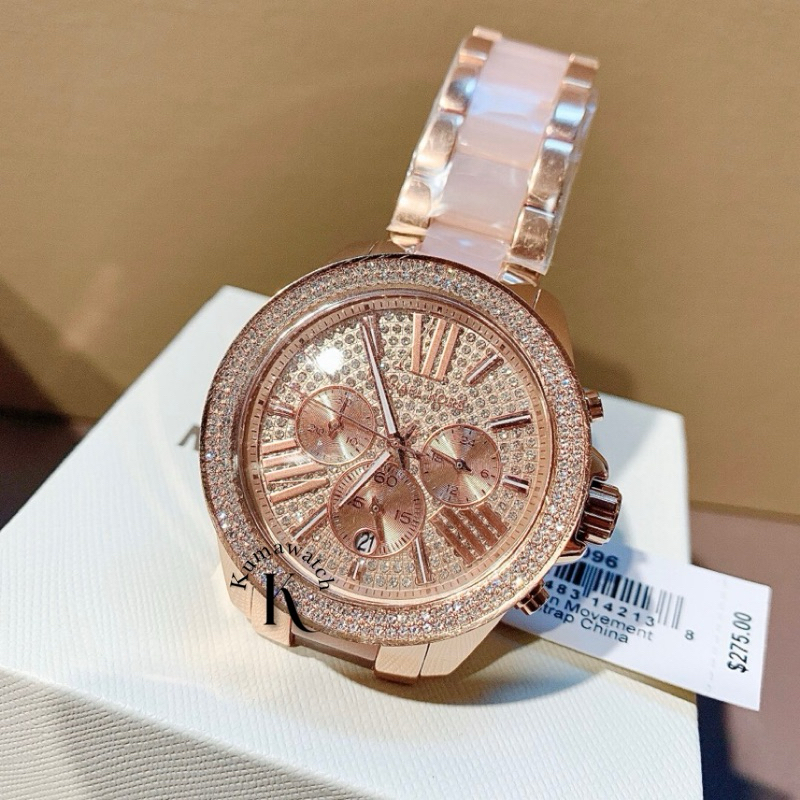 Jam Wanita Michael Full Swarovski Pink Rose Strap