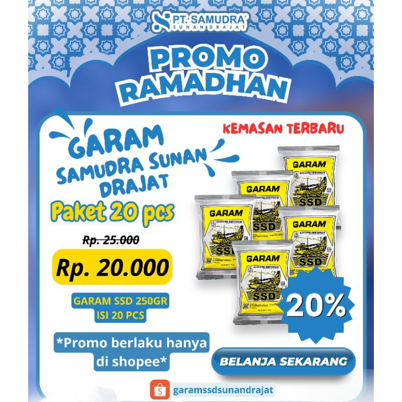 

PAKET 20 PCS GARAM DAPUR SSD KAPAL MURAH 250gr