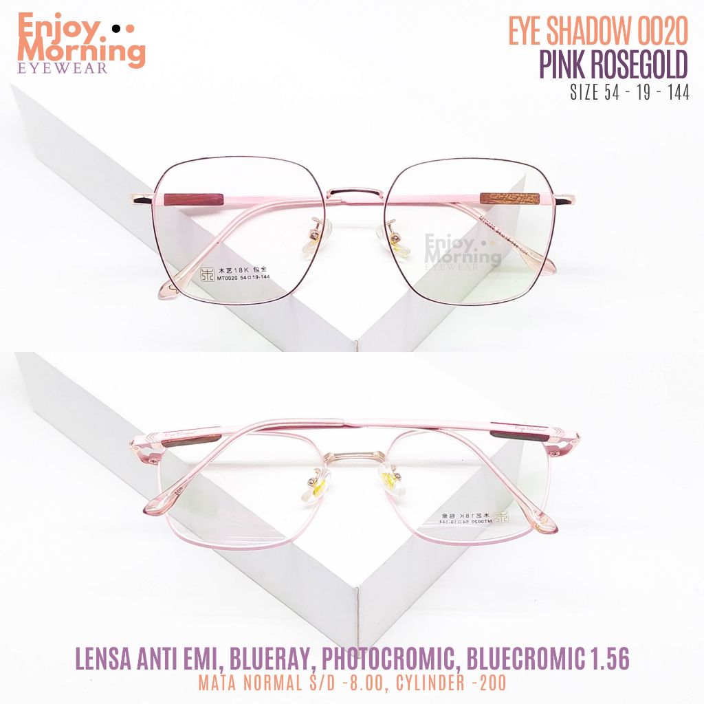 EYE SHADOW Kacamata Wanita Kotak Besi Minus -025 s/d -8 Silinder -2 Anti Radiasi Blueray Photocromic