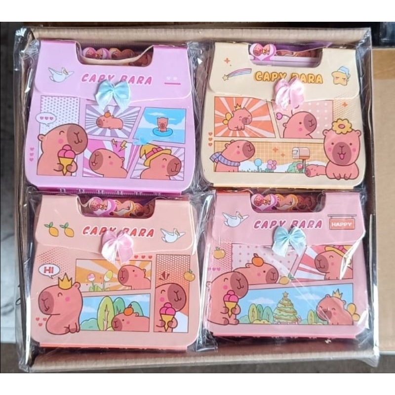

Ay00! Notes Mini Capybara Labubu 1Box 24pcs Buku Memo Mini untuk Goodie Bag