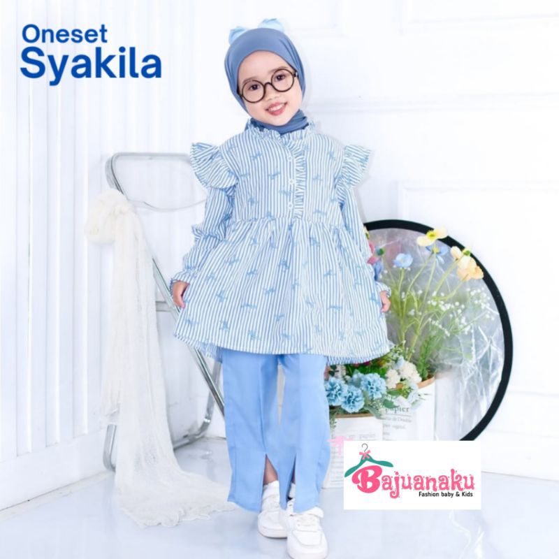 SETELAN ONE SET BLOUSE ANAK SYAKILA SERIES/ SETELAN KEMEJA ANAK / ONE SET BAJU LEBARAN ANAK CEWEK / 