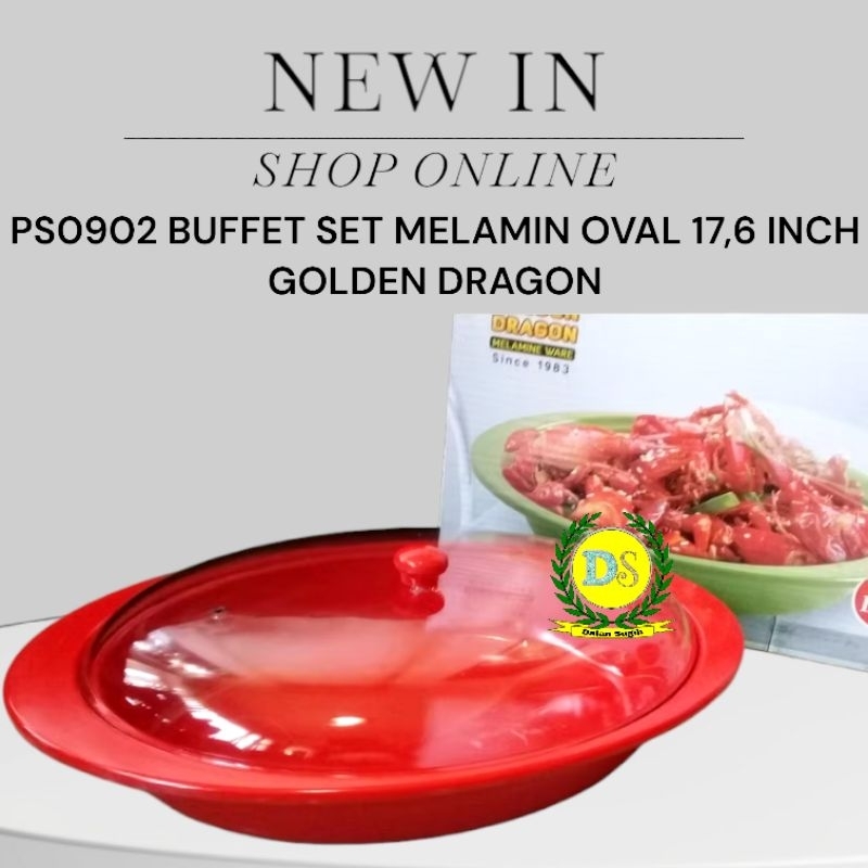 Original Melamin PS0902 Buffet Set Oval Jumbo 17,6 Inch Golden Dragon