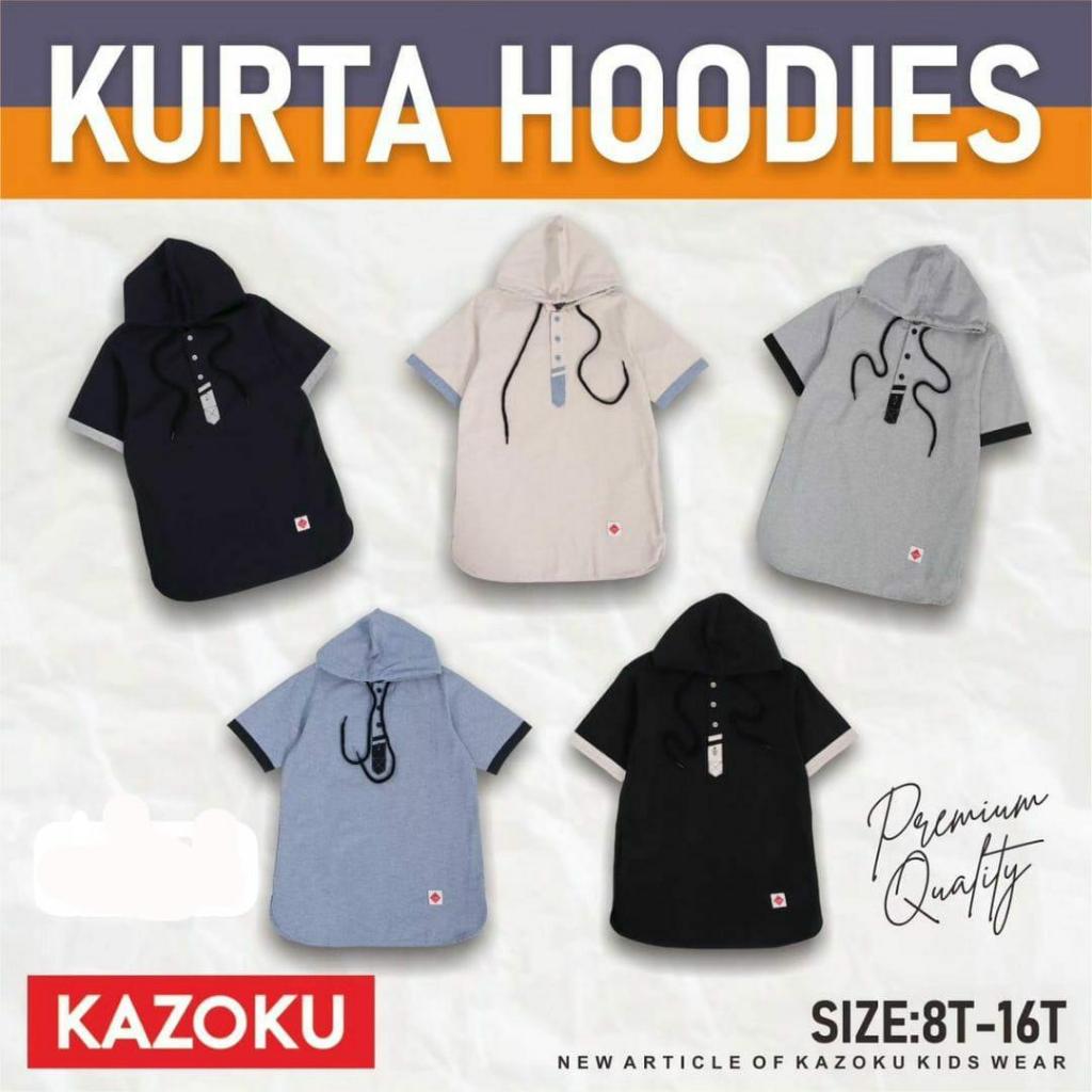 Mini Mode - Kazoku Kurta Hoodie | Baju Hoodie Anak Laki-laki, Kurta Lengan Pendek, Baju Muslim Trend
