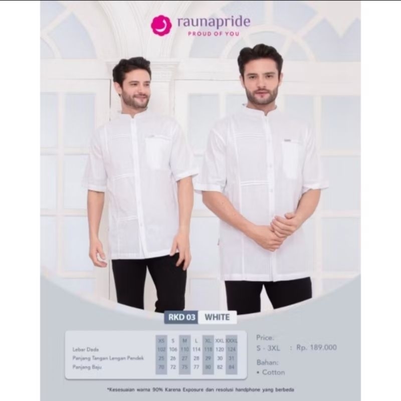 KOKO PUTIH RKD03 LENGAN PENDEK BY RAUNA/RKD03 WHITE