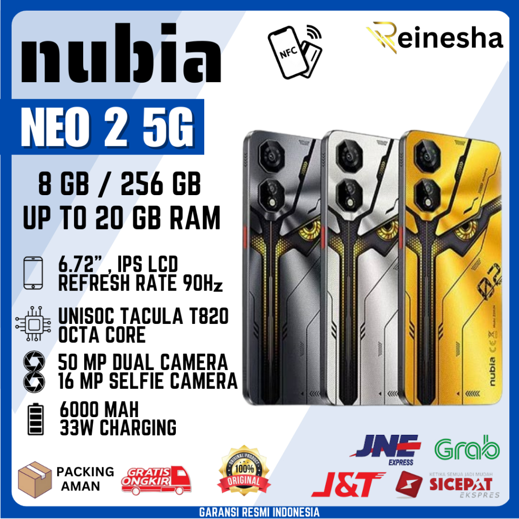 NUBIA NEO 2 5G 8/256 GB TERBARU GARANSI RESMI NEO 2 5G 8/256 GB RAM 8+12 GB GARANSI RESMI