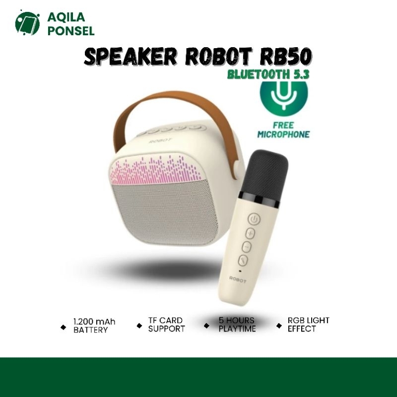 Speaker Bluetooth Robot RB50 Speaker Karaoke Portable With Mic