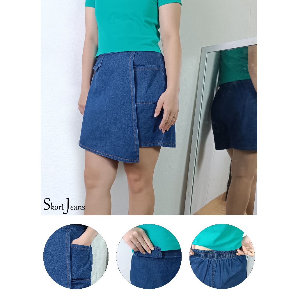 RCSK- Rok Celana Jeans/Skort Jeans Wanita premium bahan jeans lembut tidak kaku