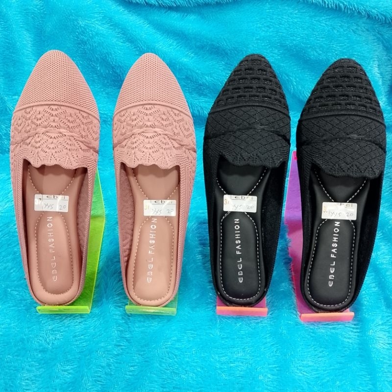Sandal Tutup Wanita merk EBEL FASHION/Sandal Tutup Motif Rajut Import/Elastis dan Nyaman digunakan