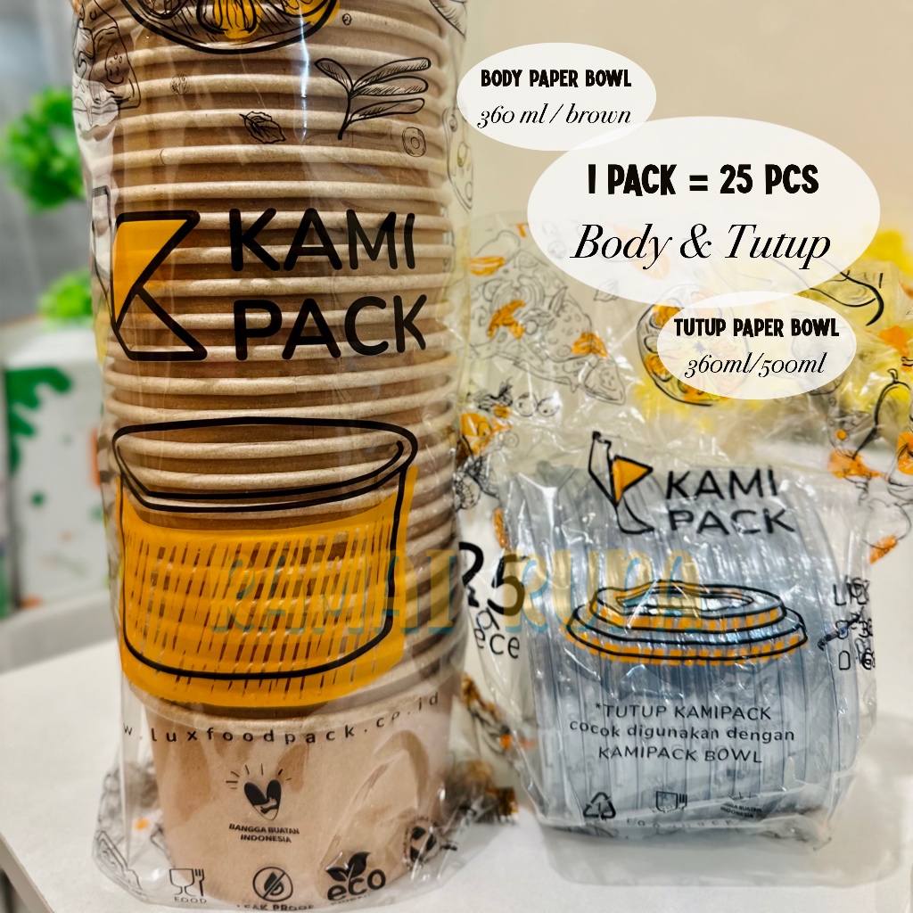 [25 PCS] PAPER BOWL 360 ML KRAFT / BROWN / MANGKOK KERTAS 500 ML / TUTUP PAPER BOWL 360/500 ML