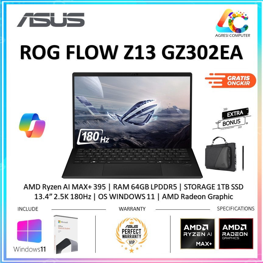 Asus ROG Flow Z13 GZ302EA Touch Ryzen AI MAX+ 395 RAM 64GB 1TB SSD 13.4" 2.5K 180Hz WIN 11