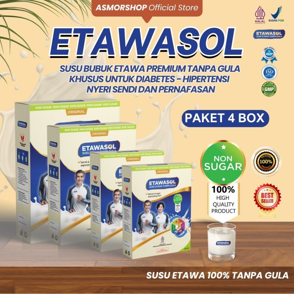 

Etawasol Susu Etawa Bebas Gula - Diabetes, Darah Tinggi, Nyeri Sendi & Pernafasan - Paket 4 Box
