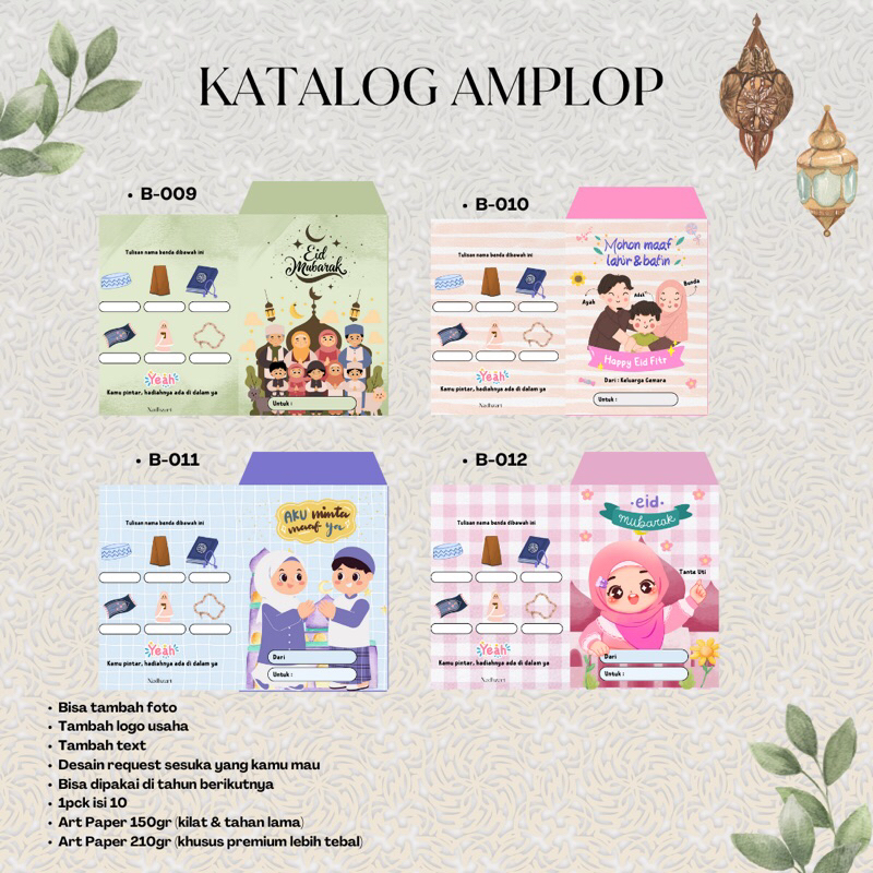 

Amplop lebaran Custom | tambah foto | text | logo usaha|custom sesukakalian
